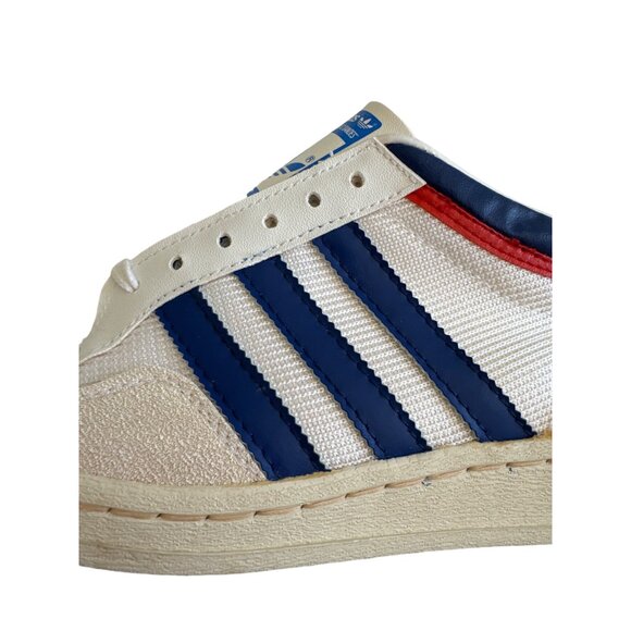 Adidas Vintage 80s Mens Sneakers Size 9 White/Red/Blue Leather & Canvas - Picture 4 of 15